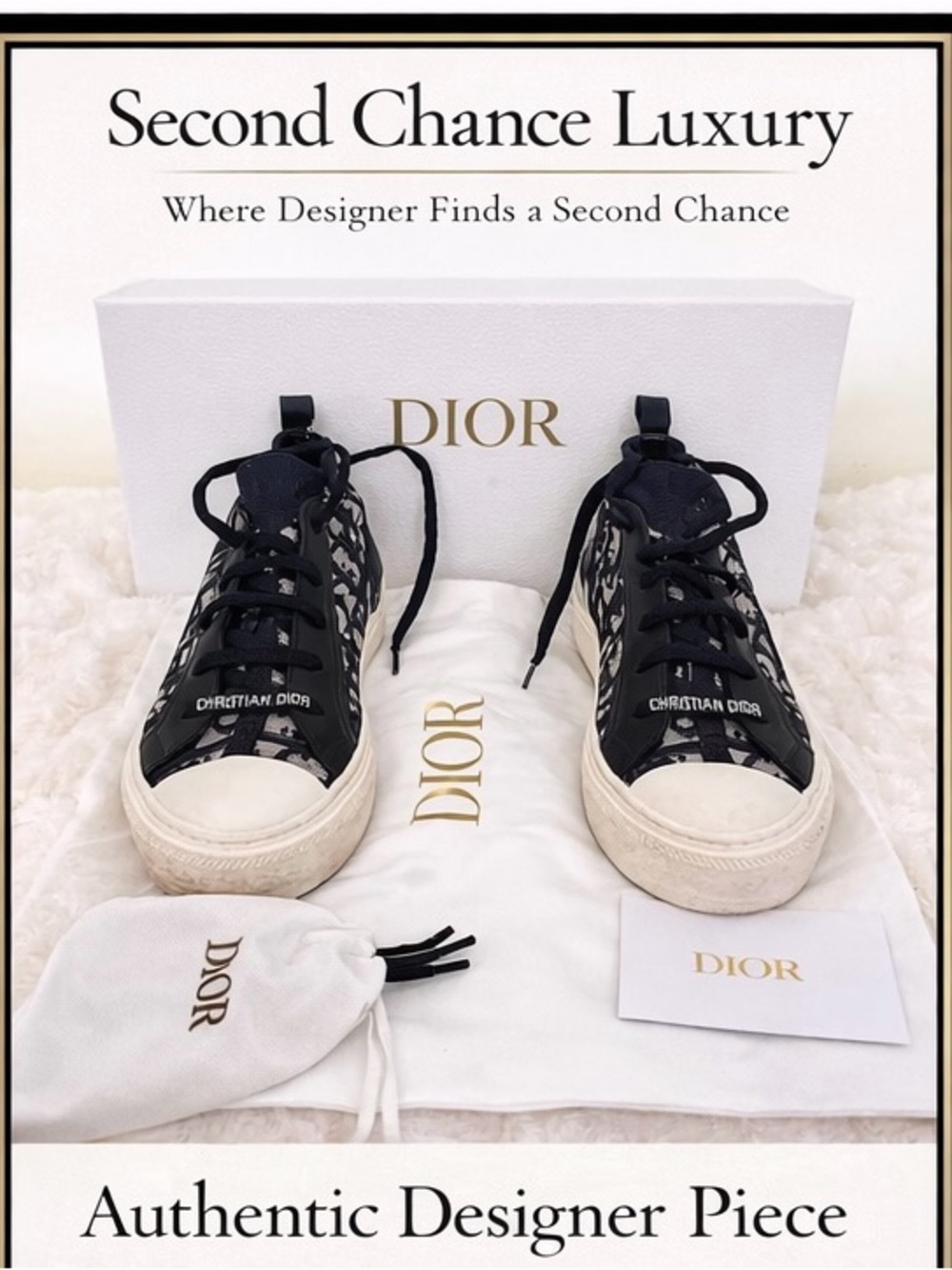 Dior Deep Blue Monogram Walk'n'Dior Low-Top Sneakers